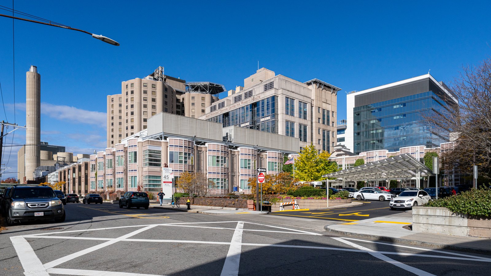 Brigham and Women's Hospital in Boston on a sunny autumn day